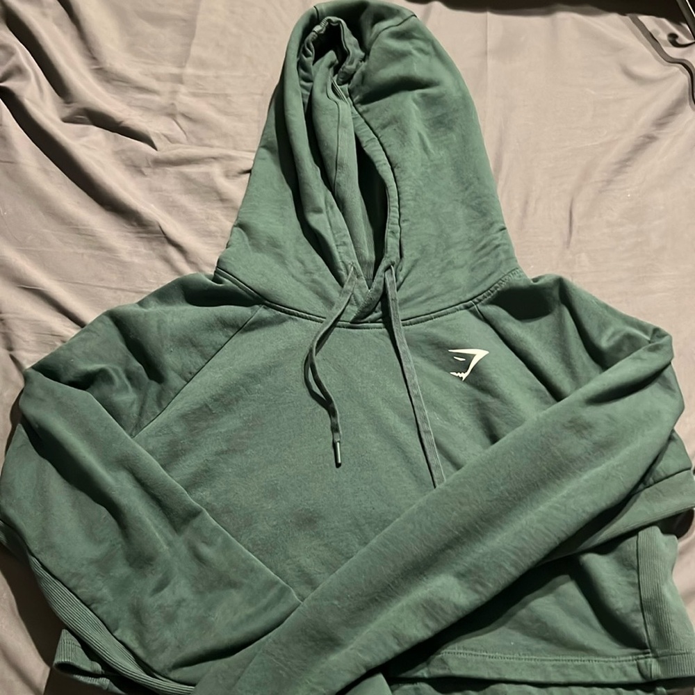 Gymshark Training Cropped Hoodie - Dark Green